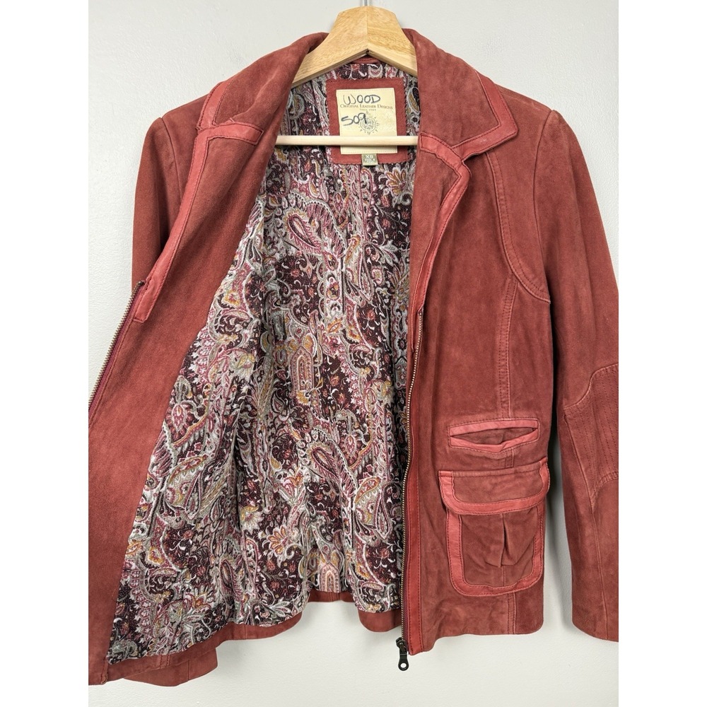 Vintage The Territory Ahead Red Suede Leather Jacket XS Boho Western Retro‎ Y2K - Picture 8 of 15